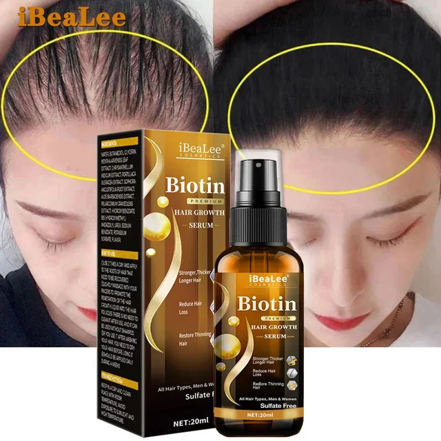 Biotin Hair Growth Serum anti Hair Loss Products Fast Growing Prevent Dry Frizz Damaged Repair Treatment Scalp Beard Care Spray